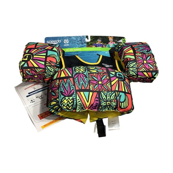 Speedo Splash Jammer Kids Swim Vest Colorful Abstract Pattern Life Jacket  Youth - Picture 6 of 6